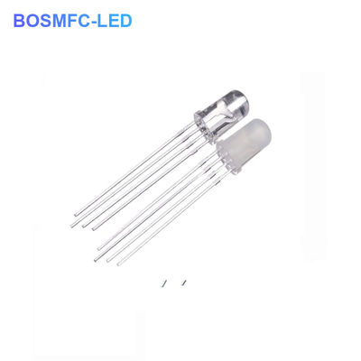 4 Pins RGB LED 5mm Through Hole 0.06W , Common Anode Water Clear Lens F5 Tri Color LED