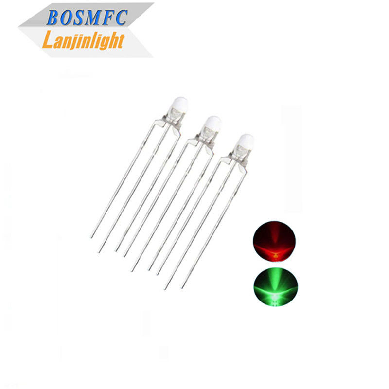 Bi Color 3mm Through Hole LED Multifunctional 20mA Red &amp; Green Light