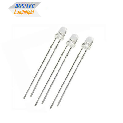 Anti Static 3mm Through Hole LED Diode 20mA water clear lens for Outdoor Lighting