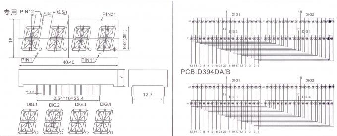 Segmented Light Guide Alphanumeric Alphanumeric 14 Segment LED Display Practical 4 Digits 16 Segment